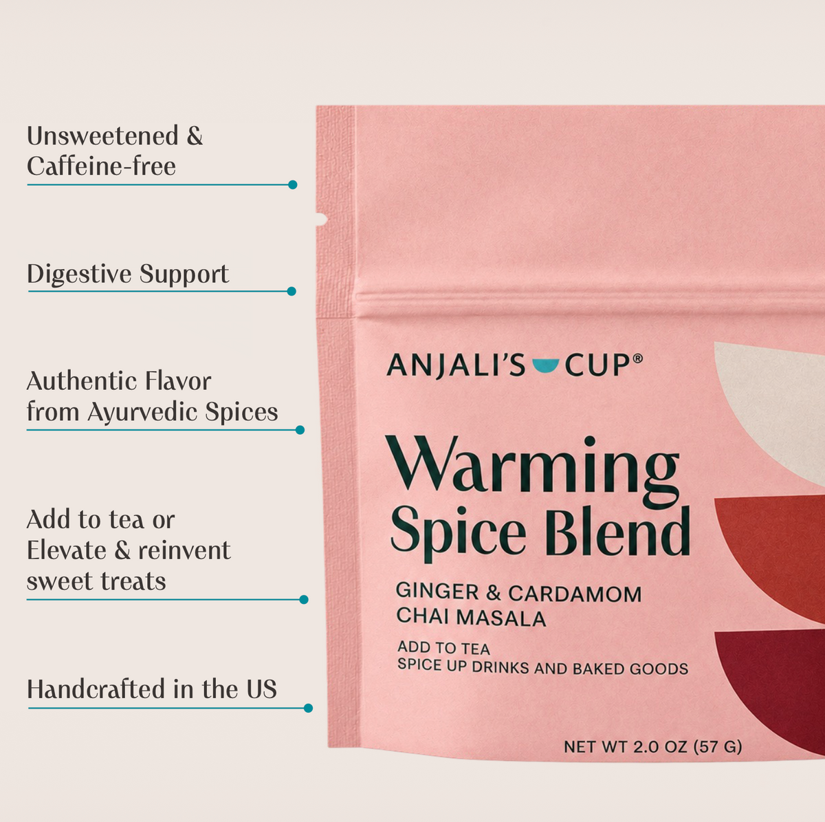 Warming Spice Blend, Ginger & Cardamom Chai Masala, 2 oz Pouch
