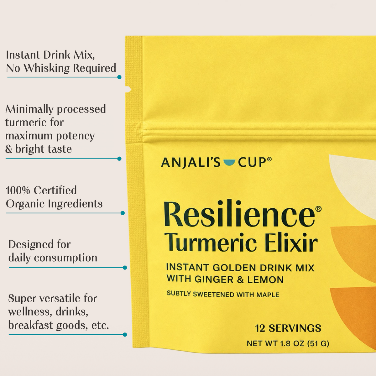 Resilience® Turmeric Elixir, Bright Golden Latte Mix, 12 Serving Pouch