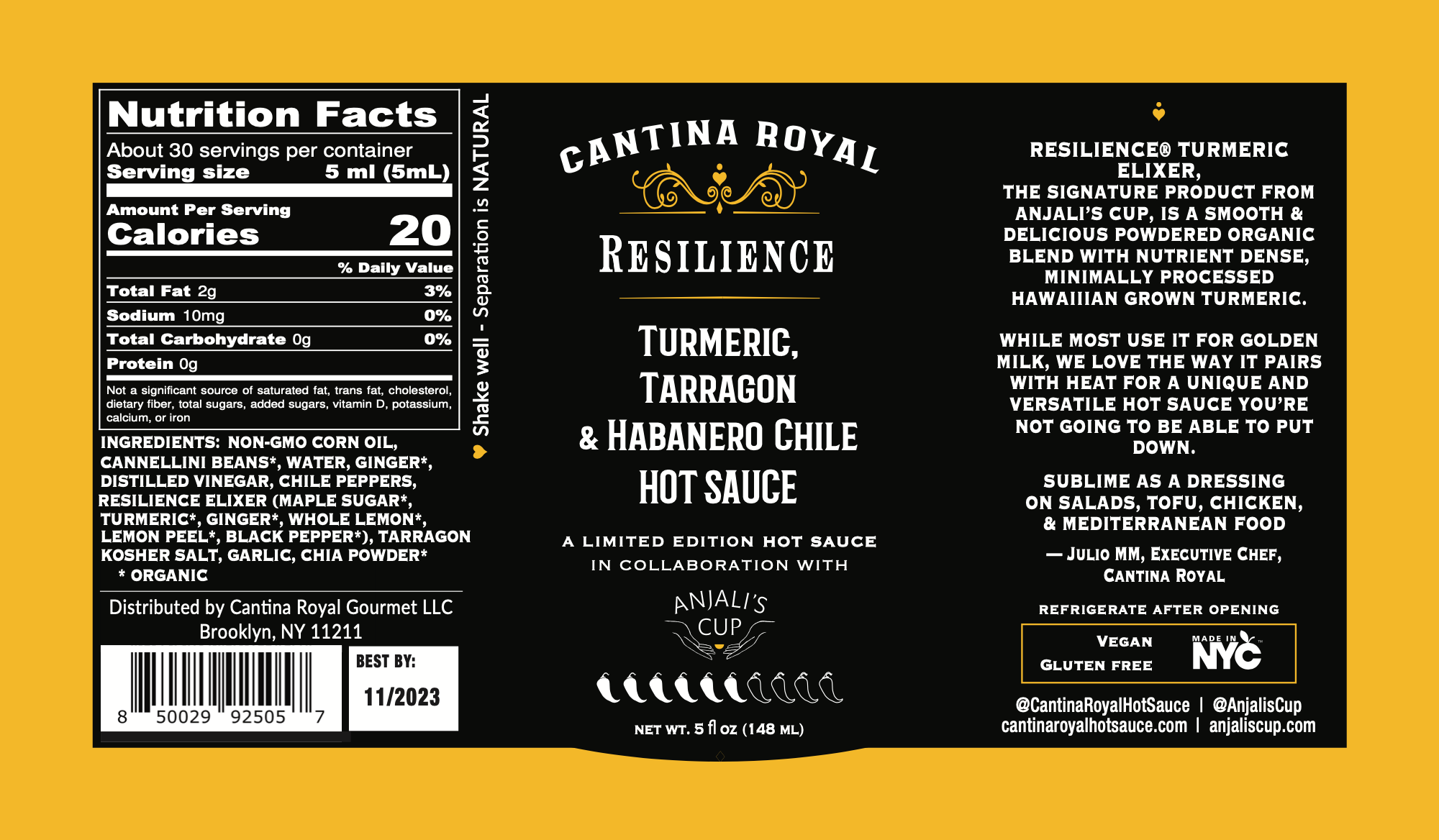 Resilience Turmeric, Tarragon & Habanero Chili Hot Sauce